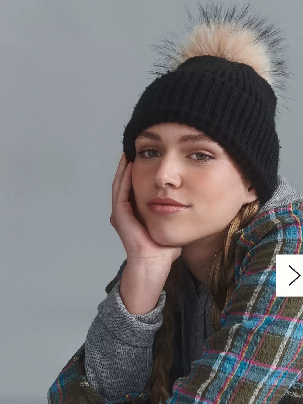 Anthropologie Pick-A-Pom Ribbed Beanie With Pom Ski Winter Hat
